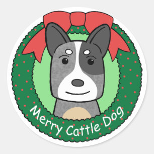 Adesivo Redondo Natal australiano do cão do gado