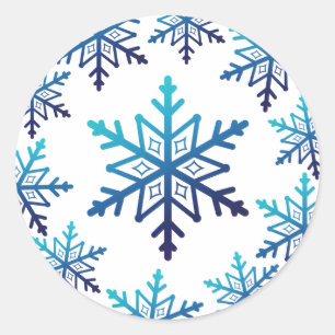 Adesivo Redondo Natal Azul com Floco de Neve