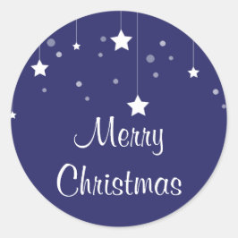 Adesivo Redondo Natal Azul e Branco Moderno