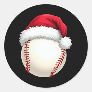Adesivo Redondo Natal Baseball Santa Hat Engraçado Esporte Natal