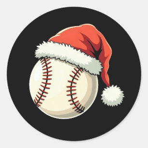 Adesivo Redondo Natal Baseball Santa Hat Engraçado Esporte Natal