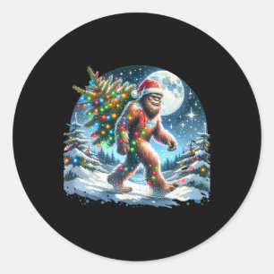 Adesivo Redondo Natal Bigfoot Sasquatch Xmas 1