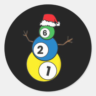 Adesivo Redondo Natal Billiards Snowman Crianças Presente de Natal