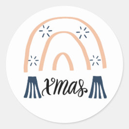 Adesivo Redondo Natal Boho Arco-íris