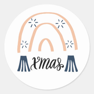 Adesivo Redondo Natal Boho Arco-íris