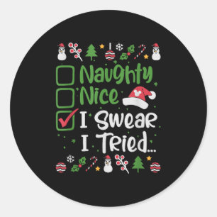 Adesivo Redondo Natal Bonito Travesso Eu Juro Que Tentei Xmas Dive
