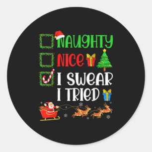 Adesivo Redondo Natal Bonito Travesso Juro Que Tentei Piada Natal