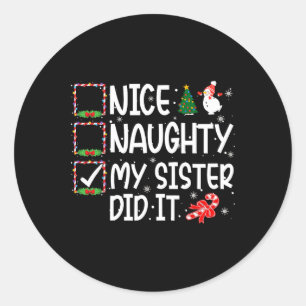 Adesivo Redondo Natal Bonito Travesso Minha Irmã Fez Isso Meninos 