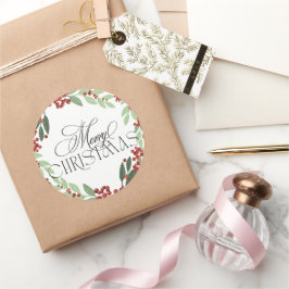 Adesivo Redondo Natal Botânico Moderno Encantado