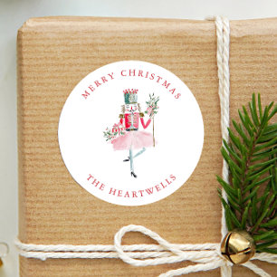 Adesivo Redondo Natal Caprichoso com Aquarela do Quebra-Nozes