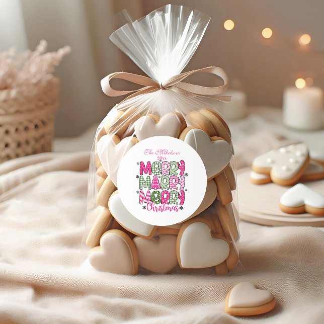 Adesivo Redondo Natal Caprichoso Rosa Verde (Criador carregado)