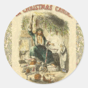 Adesivo Redondo Natal Carol Scrooge Ghost Presente Trabalho de art