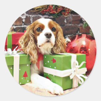 Adesivo Redondo Natal - Cavalier King Charles Spaniel - Poppy