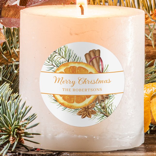Adesivo Redondo Natal Citrus Spice Holiday Orange Slice (Criador carregado)