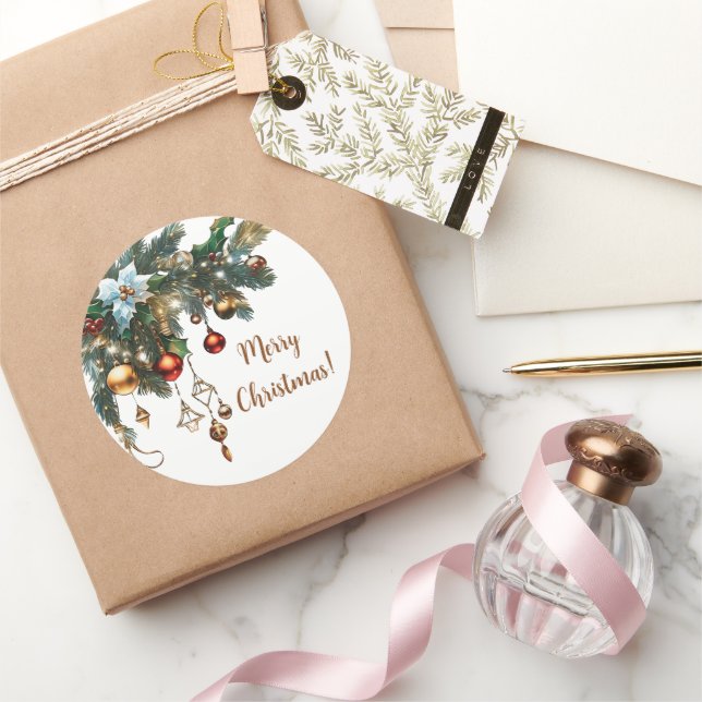 Adesivo Redondo Natal clássico (Presentear)