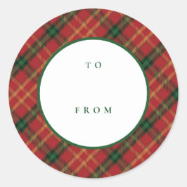 Adesivo Redondo Natal clássico de Xadrez para Feriado de Vazio