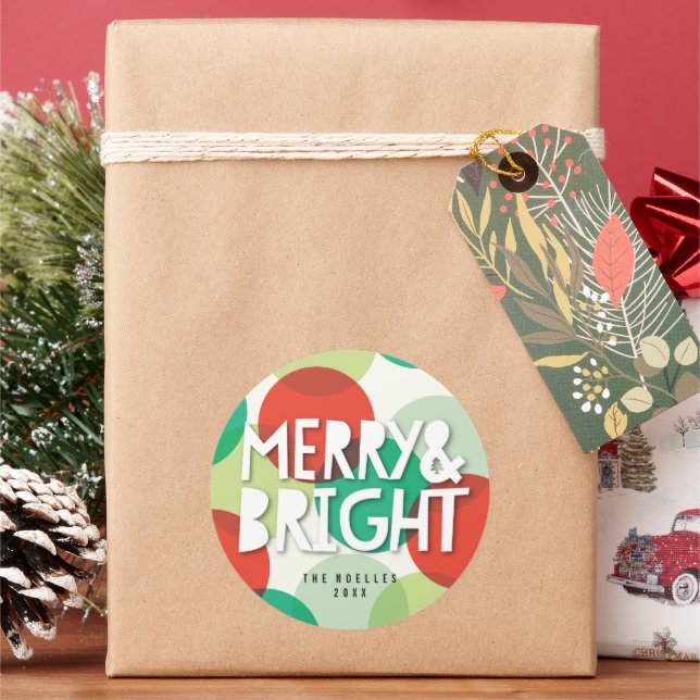 Adesivo Redondo Natal Colorido e Alegre com Confetes de Festa (Feriado)