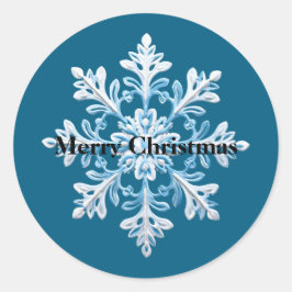 Adesivo Redondo Natal com Neve Branca Azul