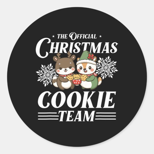 Adesivo Redondo Natal Cookie Baking Team Funny X-mas (Frente)