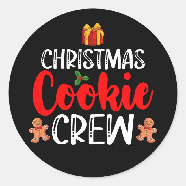 Adesivo Redondo Natal Cookie Crew Family Pajamas Xmas Holiday (Frente)