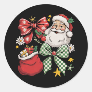 Adesivo Redondo Natal Coquete Vintage Préppy Natal Retro