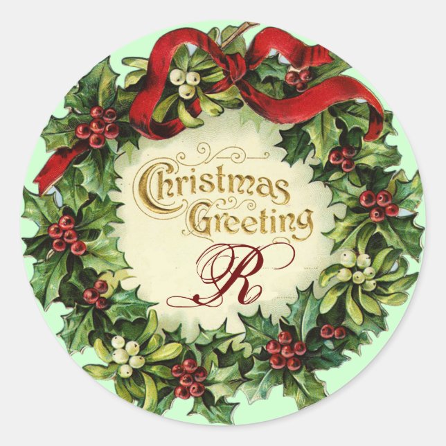 ADESIVO REDONDO NATAL CRUZADO COM MISTETOS E HOLLY BERRIES (Frente)