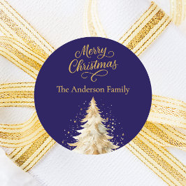 Adesivo Redondo Natal da árvore branca azul