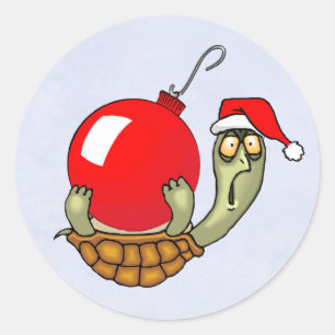 Adesivo Redondo Natal da bola da tartaruga