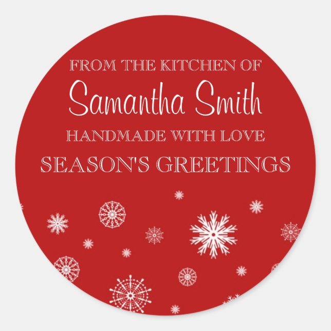 Adesivo Redondo Natal Da Cozinha da Neve Vermelha Sticker (Frente)