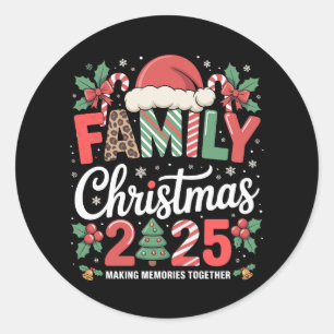 Adesivo Redondo Natal da Família 2025 Família Combinando Roupas de