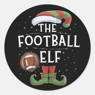 Adesivo Redondo Natal da Família Elf de Futebol Americano