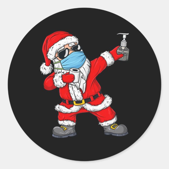 Adesivo Redondo Natal Dabbing Papai Noel Natal Diversão Boys Kids  (Frente)