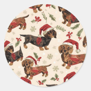 Adesivo Redondo Natal Dachshund