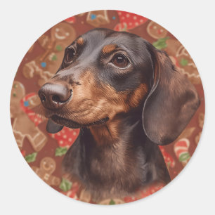 Adesivo Redondo Natal Dachshund