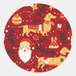 Adesivo Redondo Natal Dachshund