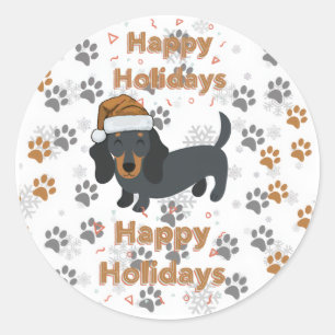 Adesivo Redondo Natal Dachshund