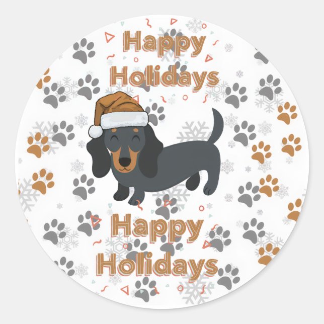 Adesivo Redondo Natal Dachshund (Frente)