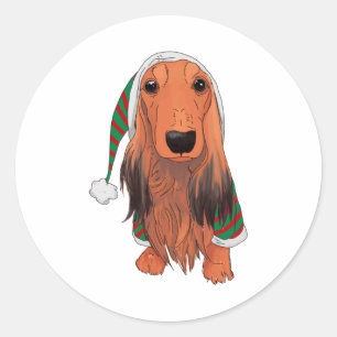Adesivo Redondo Natal Dachshund - Cabelo vermelho
