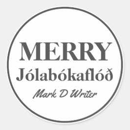Adesivo Redondo Natal das Livros Jolabokaflod Personalizado