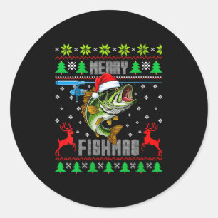 Adesivo Redondo Natal das Mulheres Felizes Peixe B Peixe Pescaria