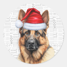 Adesivo Redondo Natal de Arte de Palavras-german shepherd