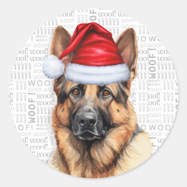Adesivo Redondo Natal de Arte de Palavras-german shepherd (Frente)
