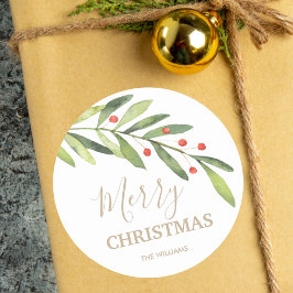 Adesivo Redondo Natal de Azevinho e Frutas