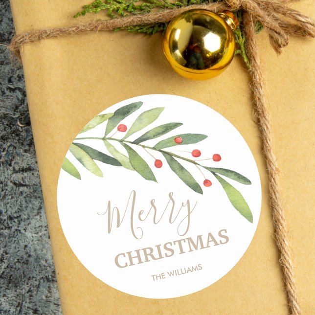 Adesivo Redondo Natal de Azevinho e Frutas (Criador carregado)