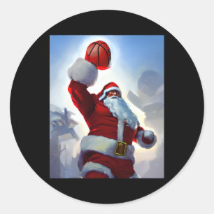 Adesivo Redondo Natal De Basquete Papai Noel Dunking Para Homens A