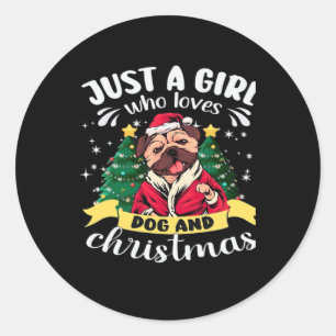 Adesivo Redondo Natal de Cachorro - Apenas uma garota que ama Cach