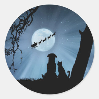 Adesivo Redondo Natal de Cachorro e Feriado Super Bonito