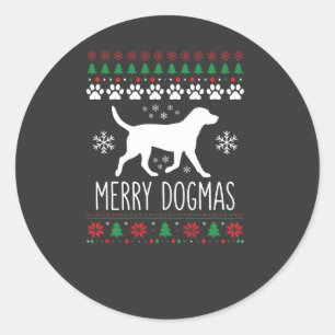 Adesivo Redondo Natal de Cachorro Vetor de Dogmas Alegres