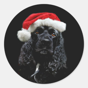 Adesivo Redondo Natal de cocker spaniel