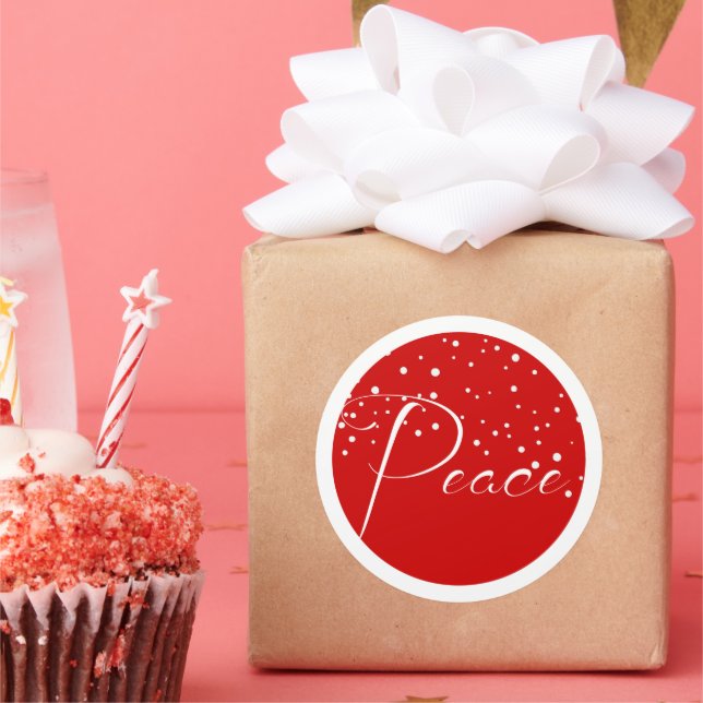 Adesivo Redondo Natal de Férias da Paz Vermelha (Festa)